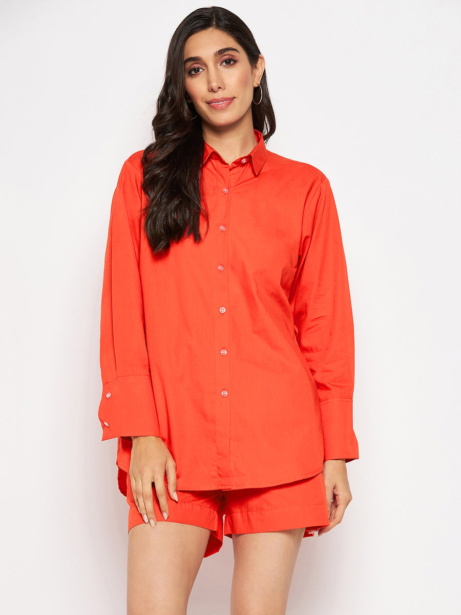 Orange Shoulder Tie Top and Shorts