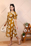 Golden Bloom Midi Dress