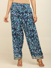 Blue ikkat printed kurta and farshi salwar with gotta detailing