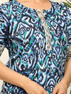 Blue ikkat printed kurta and farshi salwar with gotta detailing