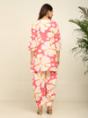 Pink floral printed kurta and pleated pant set