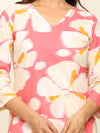 Pink floral printed kurta and pleated pant set