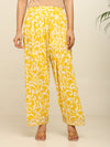 Yellow ikkat printed kurta and farshi salwar with gotta detailling