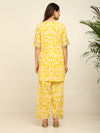 Yellow ikkat printed kurta and farshi salwar with gotta detailling