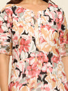 Black floral printed kurta and farshi salwar with gotta detailing
