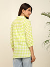 Green check comfort fit shirt with sipper embroidery