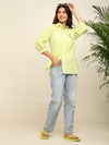 Green check comfort fit shirt with sipper embroidery
