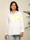 White yellow comfort fit shirt with lemon embroidery