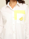White yellow comfort fit shirt with lemon embroidery