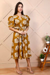 Golden Bloom Midi Dress