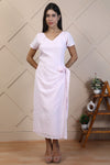 Baby pink cotton linen Midi dress