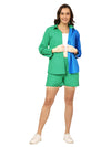 Sneha Khan x Hapfab- Blue Green Colourblock Shirt Shorts Co-ord Set