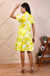 Lime Green Abstract Knee length Dress
