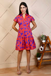 Orange Floral Knee length Dress