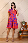 Orange Floral Knee length Dress