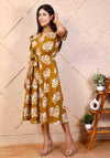 Golden Bloom Midi Dress