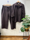 Chocolate Brown Palm Linen set