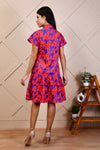 Orange Floral Knee length Dress