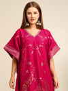 Hot Pink georgette banarasi Kaftan kurta pant set