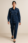 Dark blue denim Embellished Coord