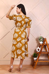 Golden Bloom Midi Dress