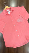 Peach Shirt With SunMoon Embroidery and Hand stitch on sleeves