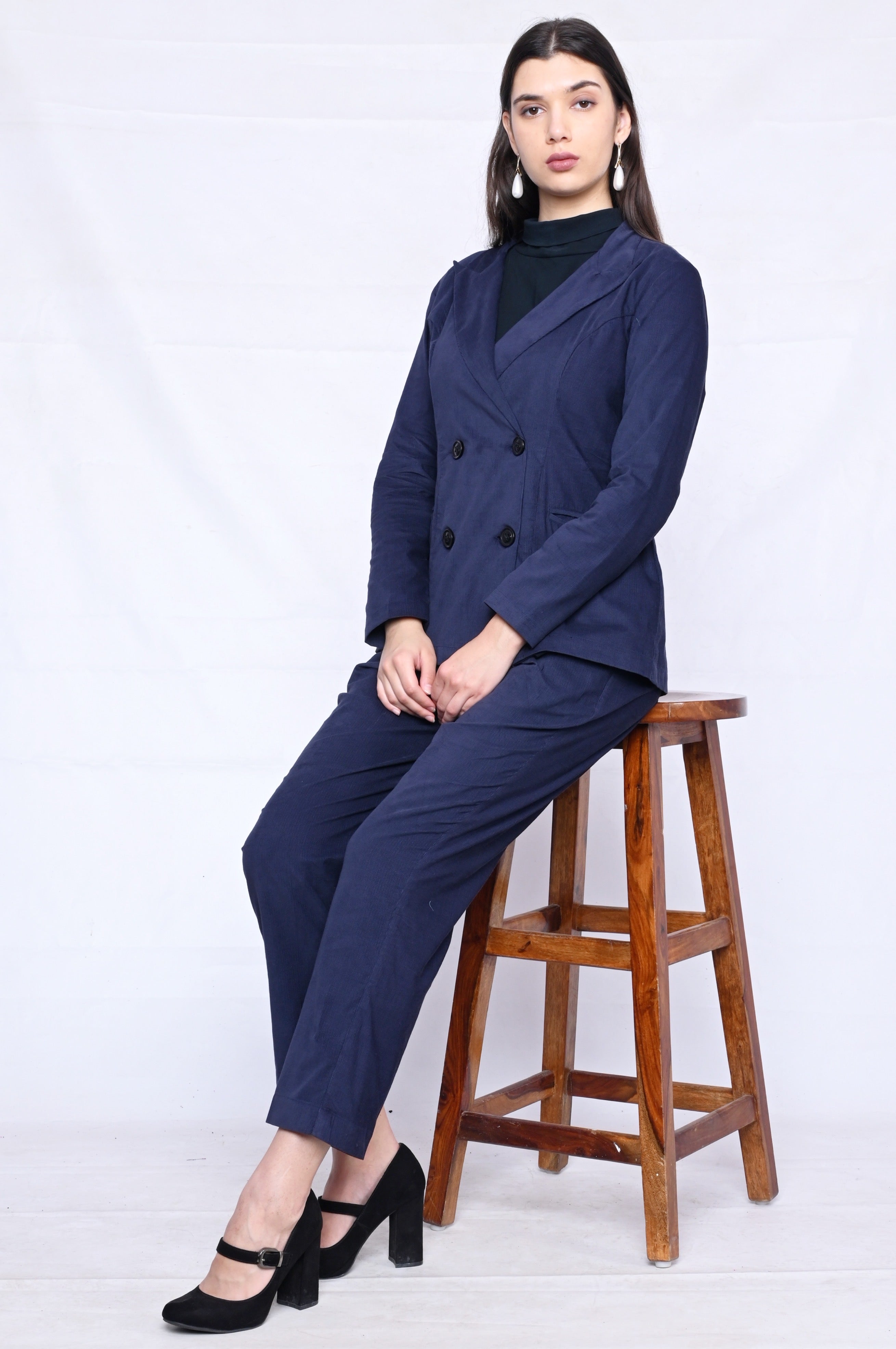 Navy Corduroy Blazer Pant Set – Hapfab - Main Image