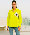 Lime Cotton Shirt with Croatia Flower Patch