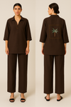 Chocolate Brown Palm Linen set