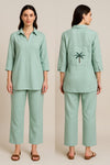 Urmi Daga x Hapfab - Mint Green Palm Linen Set