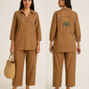 Coffee Brown Palm Linen Set