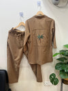 Coffee Brown Palm Linen Set
