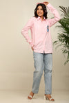 Baby Pink comfort fit shirt with Labubu embroidery