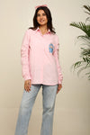 Baby Pink comfort fit shirt with Labubu embroidery