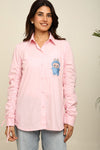 Baby Pink comfort fit shirt with Labubu embroidery