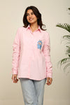 Baby Pink comfort fit shirt with Labubu embroidery