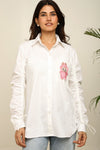 White comfort fit shirt with Labubu embroidery