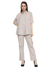 Grey textured kaftan shirt pant set