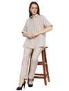 Grey textured kaftan shirt pant set