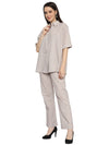 Grey textured kaftan shirt pant set