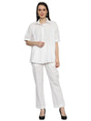 White textured kaftan shirt pant set