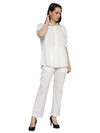 White textured kaftan shirt pant set