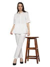 White textured kaftan shirt pant set
