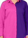 Pink Purple Color block Shirt Shorts Co-ord Set
