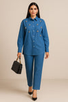 Light blue denim Embellished Coord
