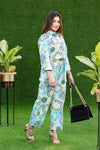 Light Blue Tropical Printed Shirt Pant Set