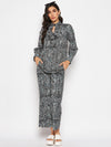 White black printed top pant set
