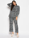 White black printed top pant set