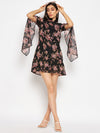 Black floral dress with enlongated sleeves