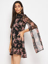 Black floral dress with enlongated sleeves